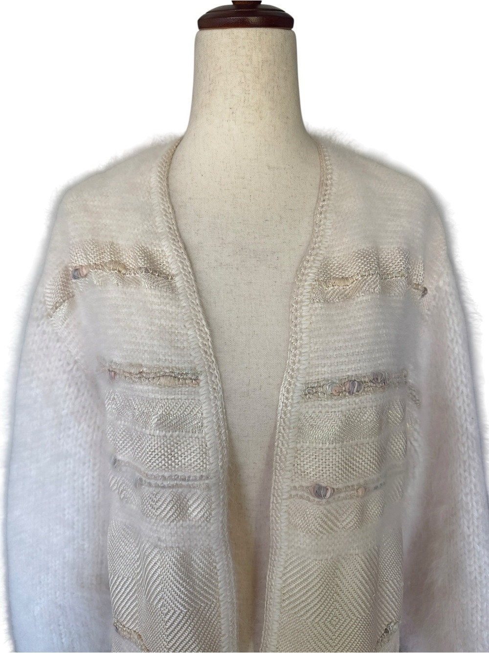 Vintage 80s Susan Sandhaus Mohair Knit Cardigan Sweater Art to Wear Boho S